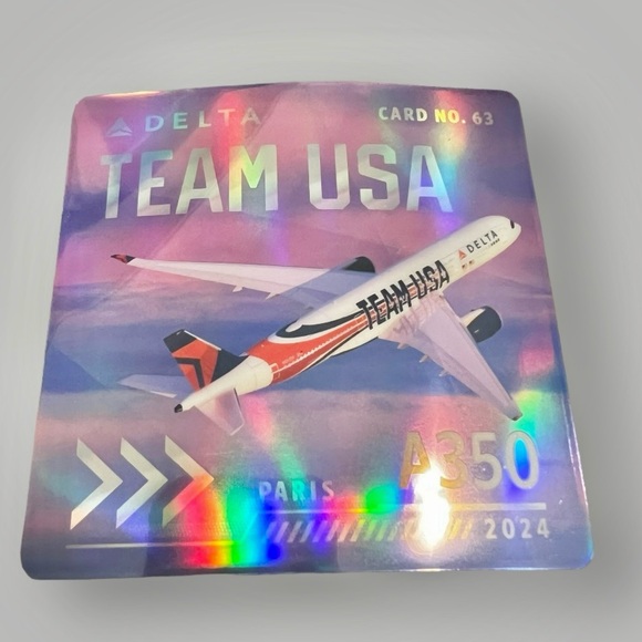 Team USA Delta Air Lines Collectible Pin & Delta Pilot Card A350 No.63 New - Picture 15 of 16